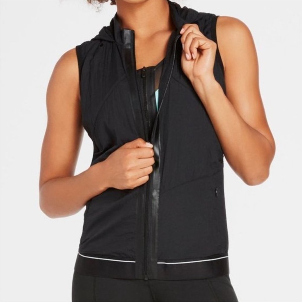 Fabletics Kennedy Mesh Black Vest with Hood